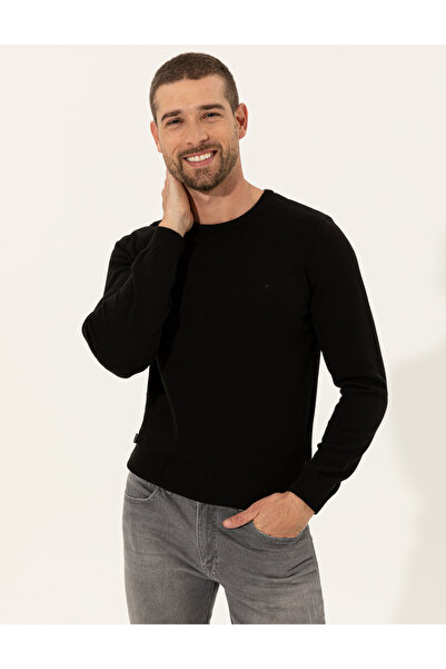 Pierre Cardin Μαύρο πουλόβερ εφαρμοστό Basic Knitwear με λαιμόκοψη 50257290-V...