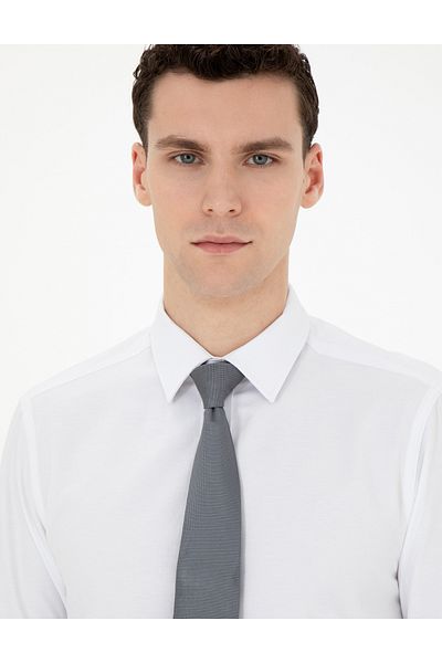 Pierre Cardin Λευκό Slim Fit Μακρυμάνικο Κλασικό Πουκάμισο 50258976-vr013