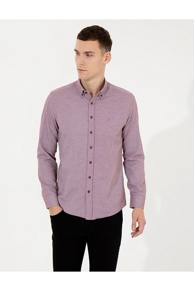 Pierre Cardin Claret Red Slim Fit Oxford πουκάμισο 50258968-vr014