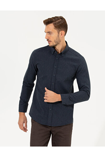 Pierre Cardin Μπλε ναυτικό εφαρμοστό μακρυμάνικο πουκάμισο 50259500-VR033