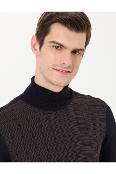 Pierre Cardin Lacivert Slim Fit Balıkçı Yaka Triko Kazak 50259787-VR033