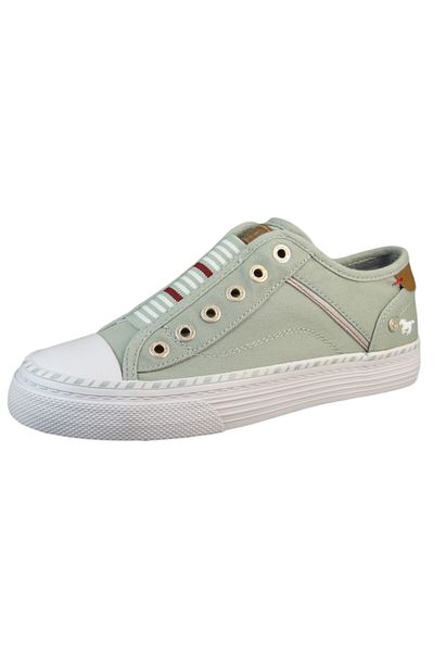 Mustang Nízké tenisky Damen - Slip On, Grey 750 Pastellgrün, Leinen 1376402