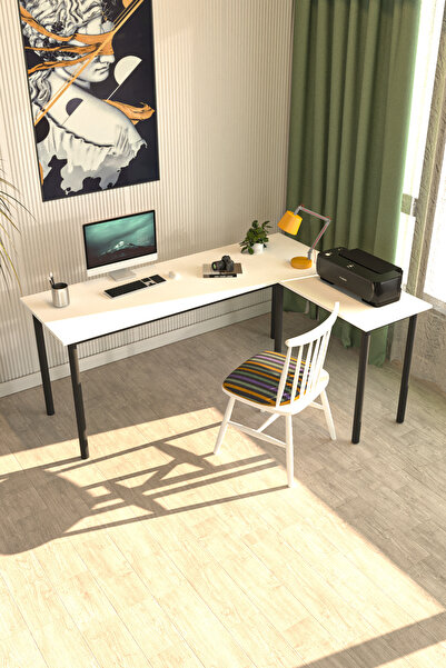 DEKOPRATİK Viva L Çalışma Masası Bilgisayar Masası Ofis Masası 150x55 Beyaz