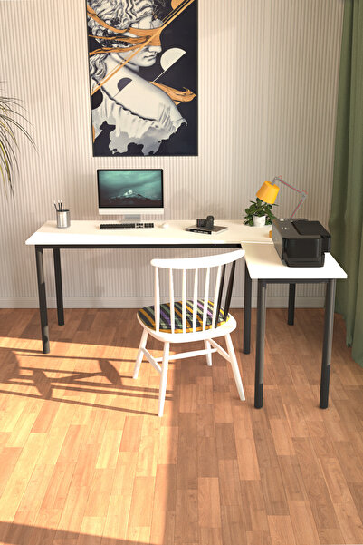 DEKOPRATİK Viva L Çalışma Masası Bilgisayar Masası Ofis Masası 150x55 Beyaz