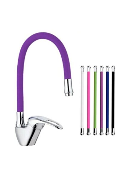 Epilons Mix Swan Kitchen Sink Faucet with Colorful Movable Head Purple