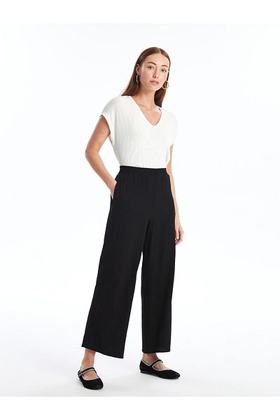 LC Waikiki LCW-Damenhose mit elastischem Bund, geradem, weitem Bein