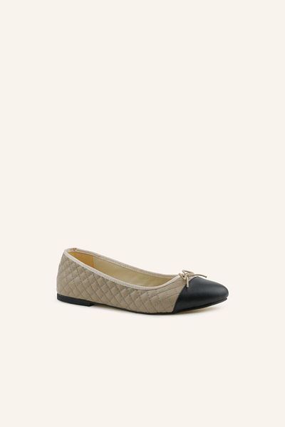 MARCATELLI Mink-black Quilted Ballerinas