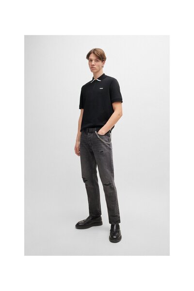 HUGO Cotton Regular Fit Zippered Polo Neck T Shirt Men's POLO Neck T SHIRT50511721 001