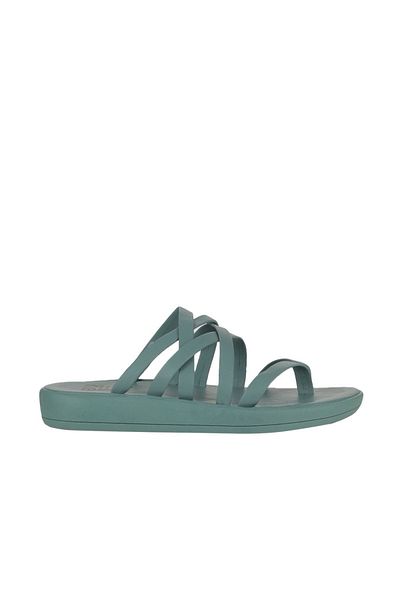 Bueno Shoes Πράσινες δερμάτινες γυναικείες παντόφλες εξωτερικού χώρου - σαγιονάρες, 01wy2317