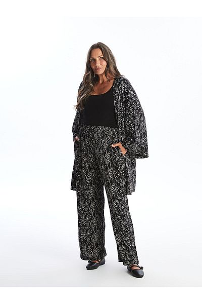 LC Waikiki Pantaloni largi cu imprimeu cu talie elastică LCW pentru femei