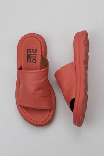 Bueno Shoes Papuci plati din piele coral pentru femei - 01wy9400