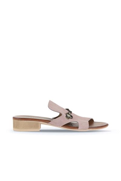 Bueno Shoes Γυναικείες παντόφλες με τακούνι Alf Suede - Πούδρα 01wa7304
