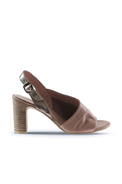 BUENO Dusty Rose Leather γυναικεία πέδιλα με τακούνι - 01wn4304