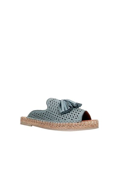 BUENO Blue Leather Women's Espadrille Slippers - 01wn3105