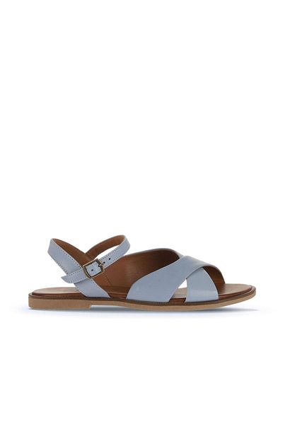 Bueno Shoes Sandale plate din piele albastră pentru femei - 01wa5703