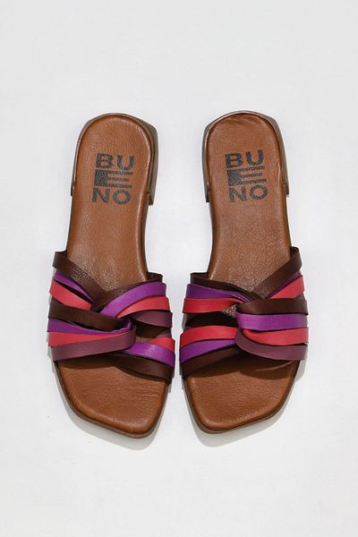 Bueno Shoes 01wu1805 Μοντέλο Μωβ Πολυδερμάτινες Γυναικείες Επίπεδες Παντόφλες