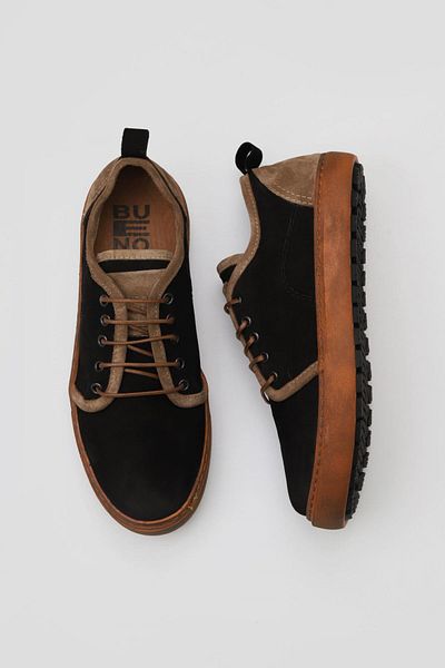 Bueno Shoes Pantofi sport pentru bărbați - Black Tan Nbk-Suede 01mv10102