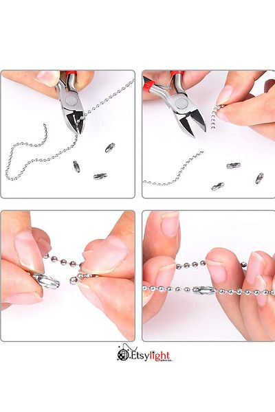 Etsylight 10 Pieces Clip Closure Ball and Card Hanger Chain for 2.3 mm Chain - Nail Clipper