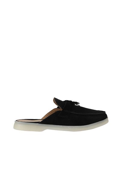 Bueno Shoes Γυναικείες φλατ παντόφλες Suede Black - 05wt103