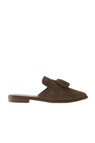 Bueno Shoes Tan Suede Γυναικείες Παντόφλες - Flat Design 01wn0111