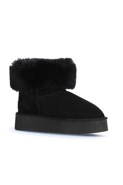 Bueno Shoes Siyah Süet Kadın Dolgu Topuklu Bot 05ag2024054