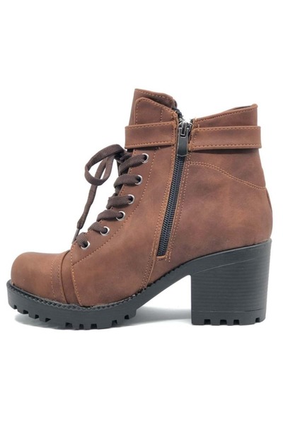 KOCAMANLAR Ayakdaş 4031 Buckle Λεπτομερείς γυναικείες μπότες με τακούνι TABA