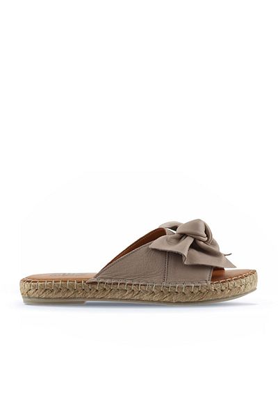 Bueno Shoes 01wl4605 Μοντέλο Γκρι Δερμάτινες Γυναικείες Παντόφλες Espadrille