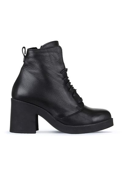 Bueno Shoes Δερμάτινες γυναικείες μπότες με τακούνι μαύρο - 01wz7107