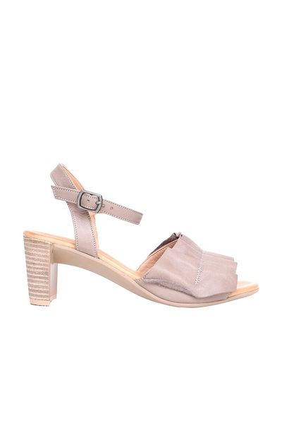 BUENO Shoes Gri Deri Kadın Topuklu Sandalet 01wn4000