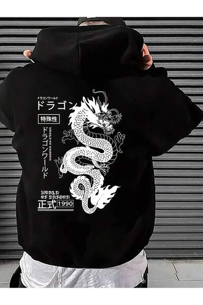 Lider Leather Hanorac cu glugă imprimat, confortabil, mărime medie, unisex, p...