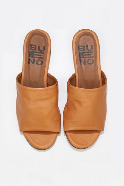 Bueno Shoes Γυναικείες δερμάτινες φλατ παντόφλες - 01wn1901
