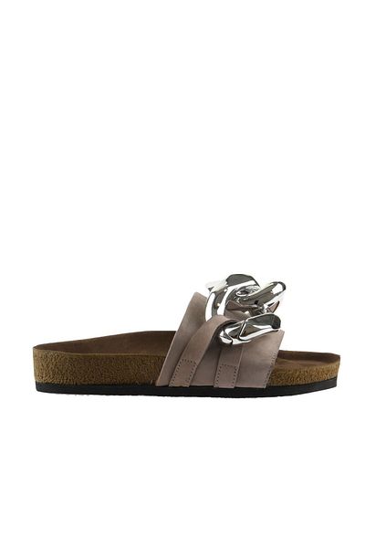 Bueno Shoes Δερμάτινες γυναικείες φλατ παντόφλες Nubuck - Sand 05wt066