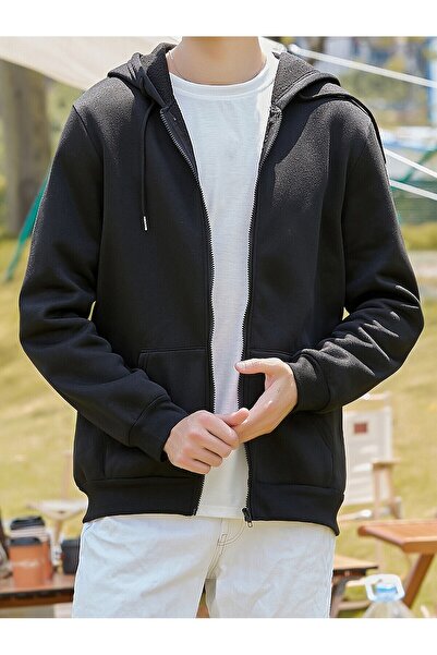 Genel Markalar ERKEK UNİSEX ARA BÜYÜK BEDEN RAHAT KALIP FERMUARLI SWEATSHİRT