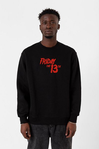Tshirthane Friday The 13th Letter Logo Μαύρο ανδρικό φούτερ 2ip