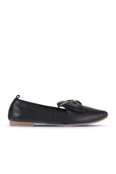 Bueno Shoes Balerini plati din piele neagră de damă - 01wr3117