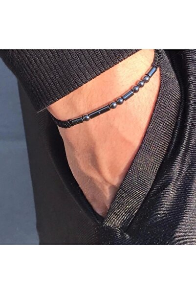 Arjew الحجر الطبيعي الهيماتيت مورس الأبجدية قابل للتعديل سوار مكرامية