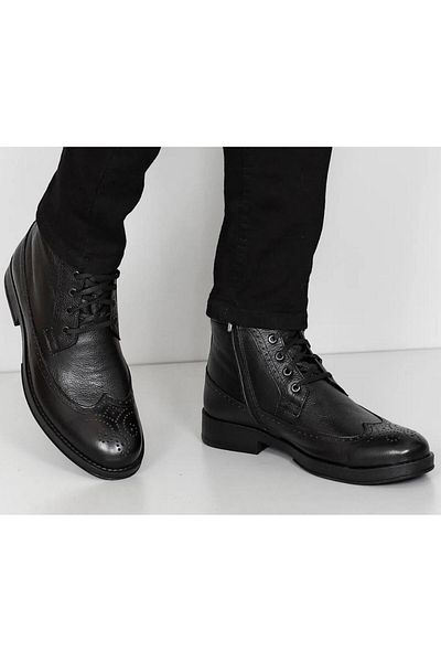 BAGSSHOES Int2023k-020 Мъжки класически ботуши Оксфорд с цип от естествена кожа с двойно лице