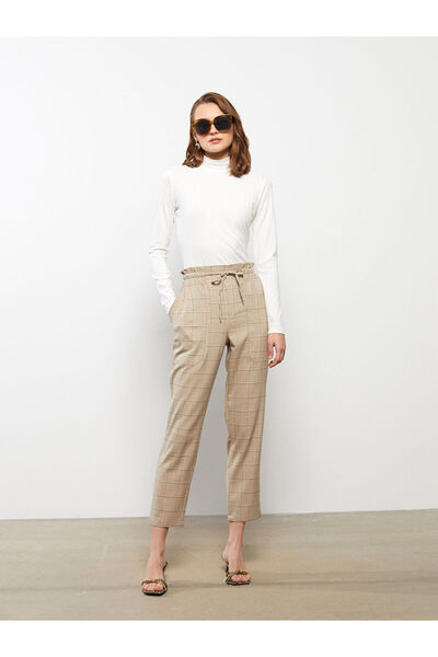 LC Waikiki Γυναικείο καρό παντελόνι Lcw Comfortable Fit