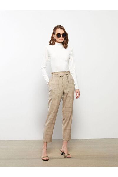 LC Waikiki Γυναικείο καρό παντελόνι Lcw Comfortable Fit