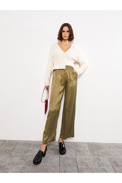 LC Waikiki Γυναικείο παντελόνι Lcw Standard Fit ίσιο σατέν