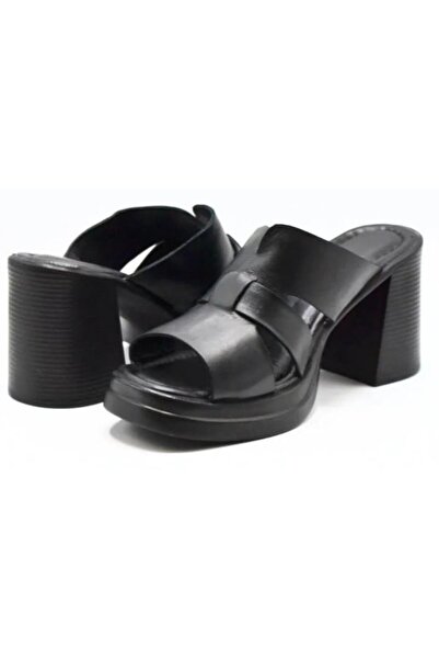 Venüs 2413403 Women's Genuine Leather - Thick Heel Slippers