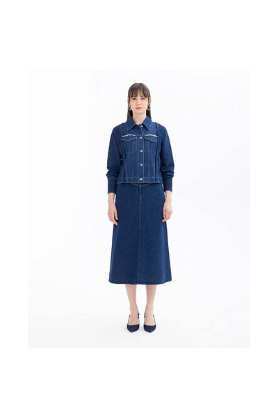 SEÇİL Fusta de jeans Midi cu buzunare pentru femei New Seçil 10242107501012