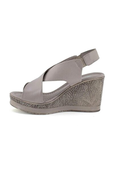 Venüs 2015713y Women's Daily Wedge Sole Cross Strap Genuine Leather Shoes