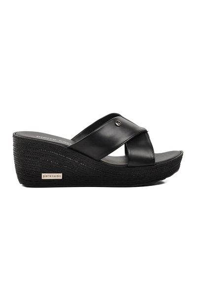 Pierre Cardin PC-3513 Γυναικείες παντόφλες με σταυρωτό λουράκι με σφήνα σόλα
