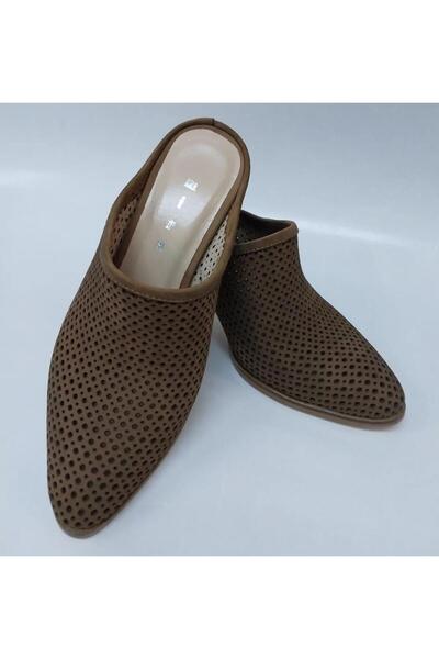 NISH N338 Γυναικείες παντόφλες με κλειστό τακούνι από γνήσιο δέρμα