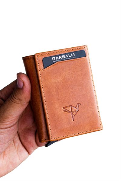 Garbalia Bryant Leather Mechanized Men's Card Holder-tan