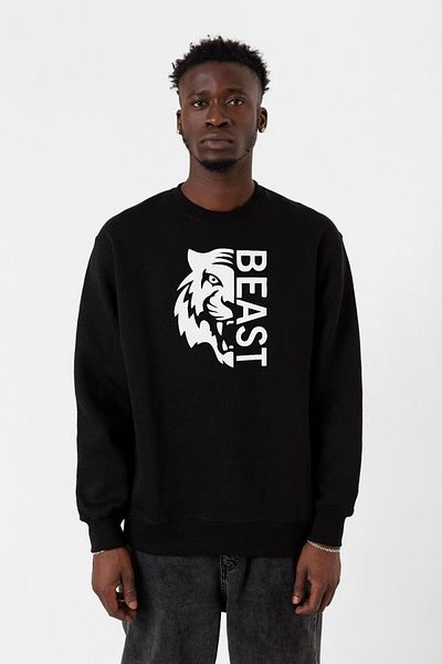 Tshirthane Мъжки суитшърт 2ip с половин лице от г-н Звяр, черен