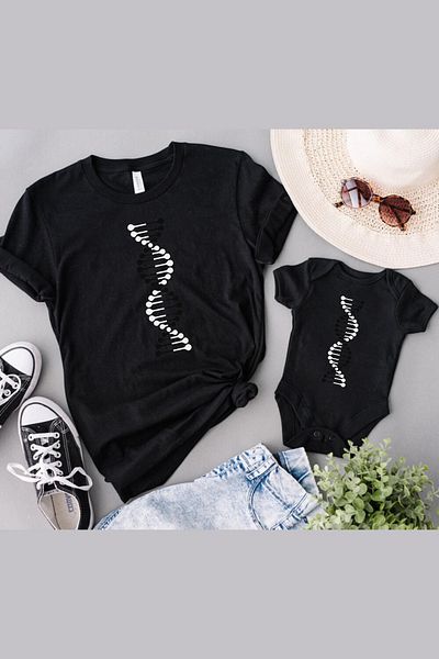 Tshirthane DNA Father Son Girl Black and White - Single Product Price, with 2 Baskets