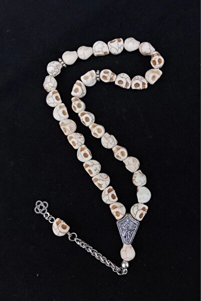 Pozitif Doğal Taş مسبحة حجر الجمجمة باللون الأبيض 104