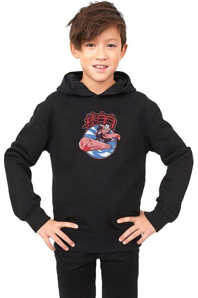 Tshirthane Детски суичър с качулка Dragon Ball Z Anime Tao Pai Pai Express с качулка с качулка 3ip в черно и бяло